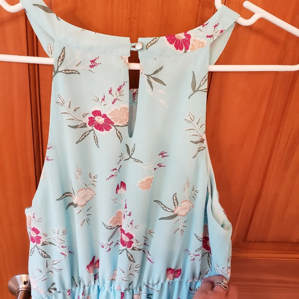 Blue Rain Light Blue Floral Midi Dress - Picture 4 of 5